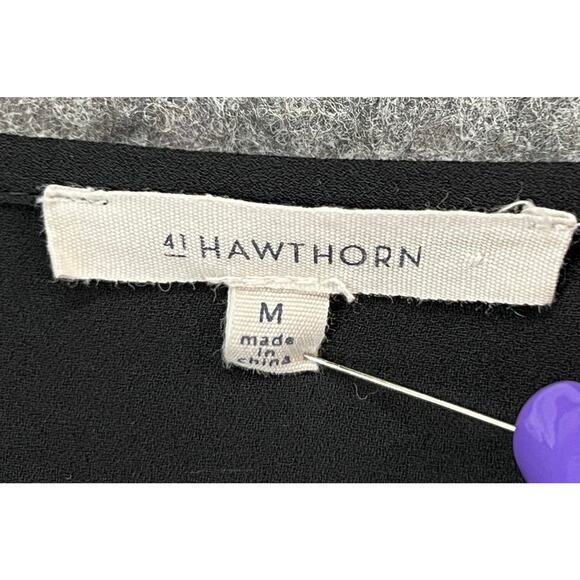 41 Hawthorn Top Womens M Black Chiffon Lace Semi Sheer Relaxed Blouse Whimsygoth - Picture 12 of 15